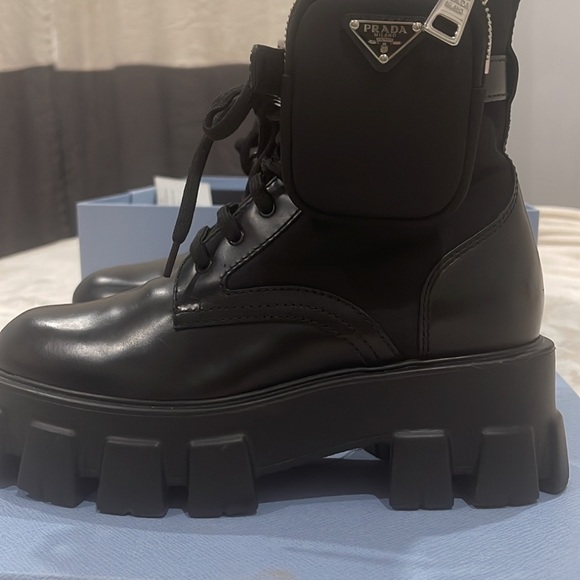 COPY - PRADA
Leather Zip Pocket Combat Booties - Picture 4 of 5